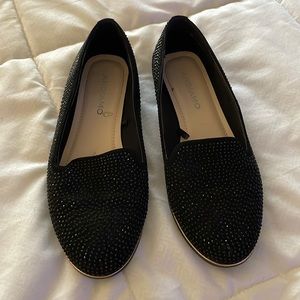 Black bedazzled flats